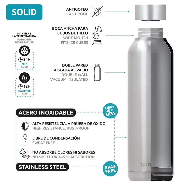 Quokka Stainless Steel Bottle Solid 510ML - Neo Chrome - Oribags.com