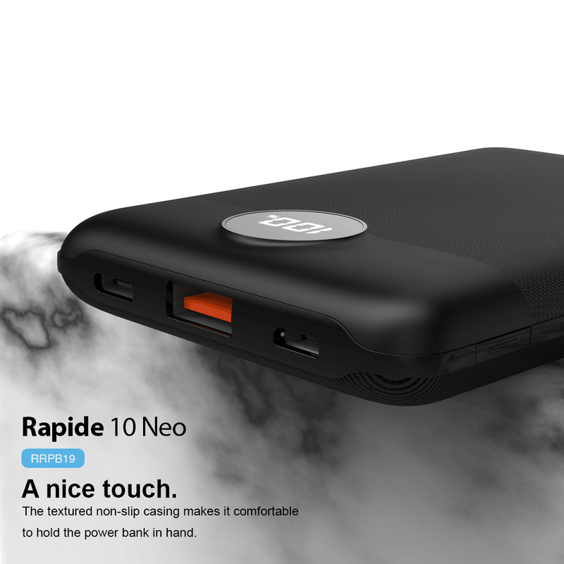 Rockrose Rapide 10 Neo 10000mAh 22.5W Max PD+QC 3.0 Powerbank Black - Oribags