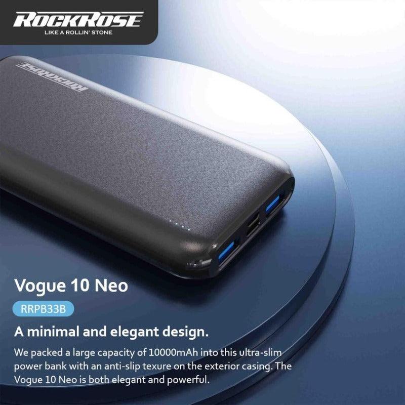 Rockrose Vogue 10 Neo 10000mAH PD+QC 3.0 Powerbank - Black - Oribags