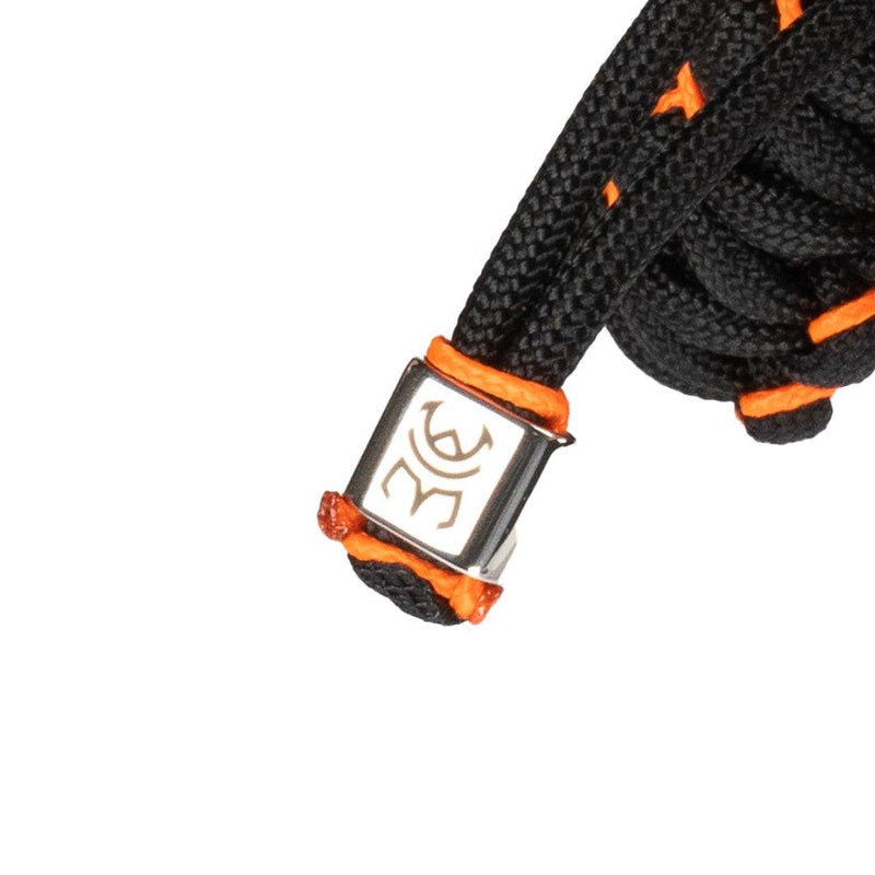 The Meniacc Survivalist Bead Pulley Bracelet - Black with Orange Stitch - Oribags.com