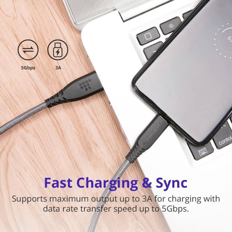 Tronsmart TAC01 3ft USB-C to USB-A 3.0 Fast Charging Cable - Black - Oribags.com