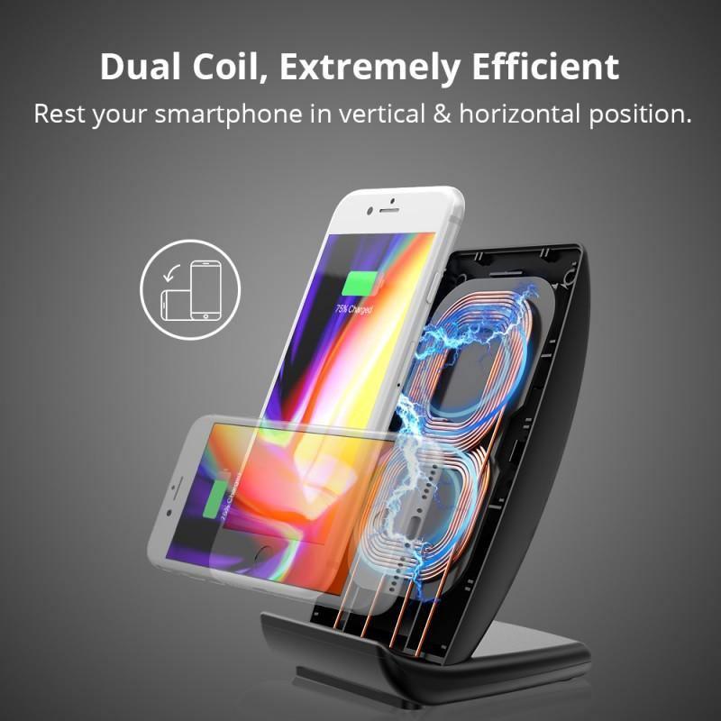 Tronsmart WC05 7.5W Dual Coil Wireless Charging Stand - Oribags.com