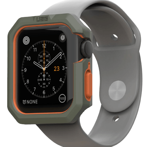 UAG Apple Watch Case 44mm Civilian - Olive/ Orange - Oribags.com