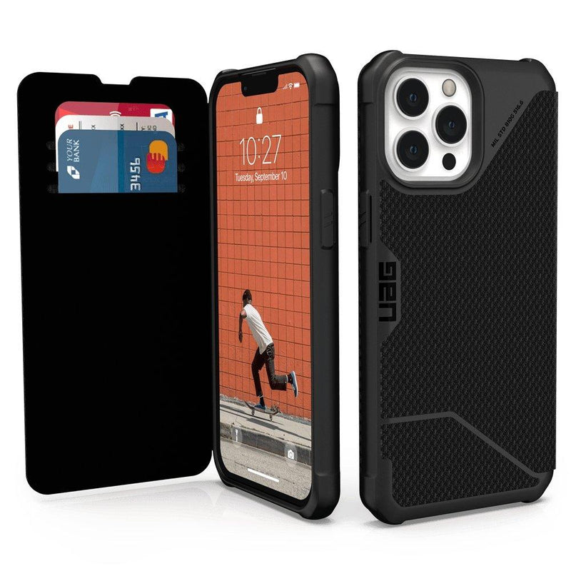 UAG Metropolis series iPhone 13 Pro Max 6.7" 5G Folio Case - Kelvlar Black - Oribags.com