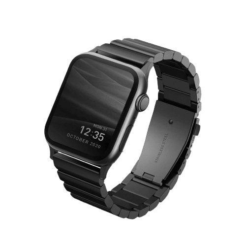 UNIQ Strova Apple Watch Series 4 Steel Link Band 44mm - Midnight Black - Oribags.com